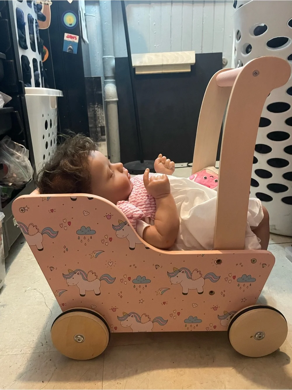 Reborn Sleeping Baby Doll in Pink and White Outfit